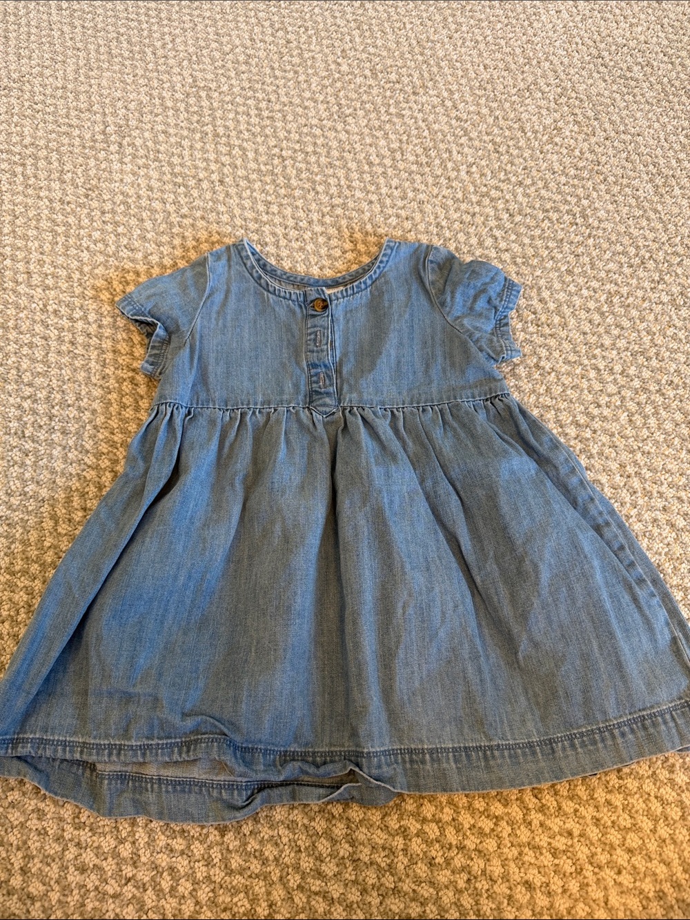 Hanna Andersson Denim Blue Short-Sleeve Gathered Dress